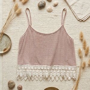Forever 21 Striped Lace Tank Top Blouse